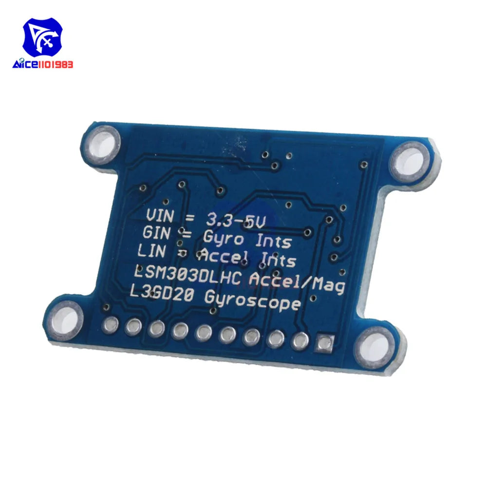 Diymore-Módulo IMU L3GD20 LSM303D de 9 ejes, Sensor giroscopio Digital de aceleración de brújula 9DOF para protocolo Arduino 3-5V IIC/SPI