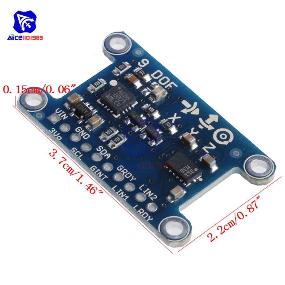 Diymore-Módulo IMU L3GD20 LSM303D de 9 ejes, Sensor giroscopio Digital de aceleración de brújula 9DOF para protocolo Arduino 3-5V IIC/SPI