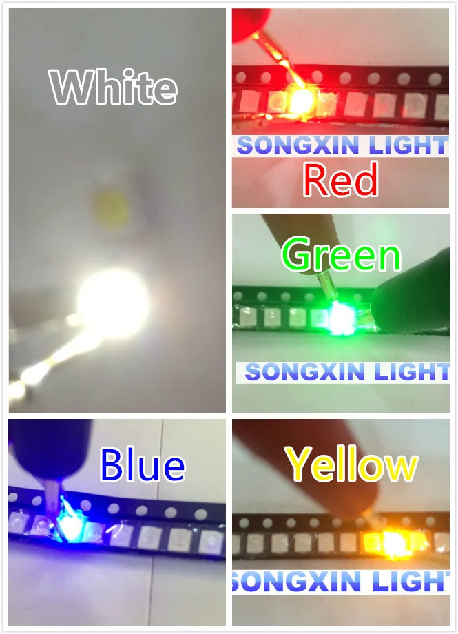 100 unids/lote 3528 1210 Diodo SMD LED Kit verde rojo blanco cálido hielo azul amarillo rosa púrpura-UV naranja Rgb