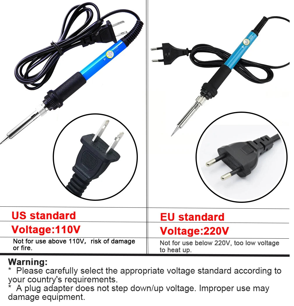 Soldador eléctrico de temperatura ajustable de 60W, estación de Reparación de hierro, puntas de bolígrafo de calor, herramienta de reparación DIY