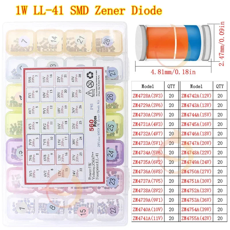 Diodo Zener DIP SMD, diodos de conmutación rápida, Kit surtido de diodos Schottky, conjunto electrónico de mezcla DIY