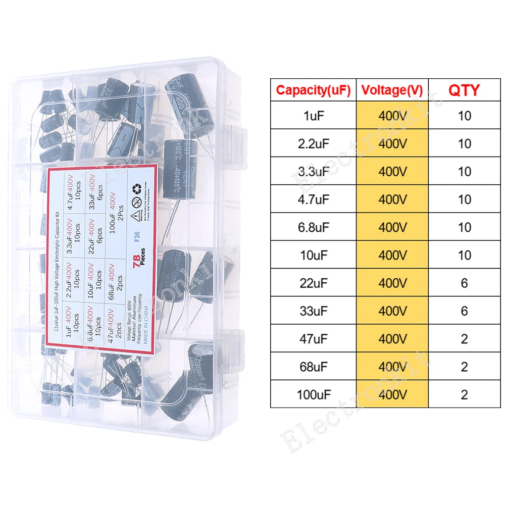 Juego surtido de condensadores electrolíticos de aluminio DIP SMD de 16V 25V 35V 50V 0,1uF a 2200uF
