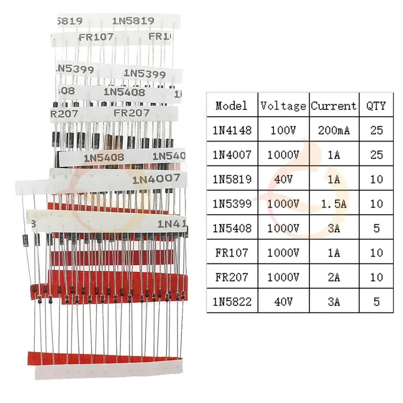 Diodo Zener DIP SMD, diodos de conmutación rápida, Kit surtido de diodos Schottky, conjunto electrónico de mezcla DIY