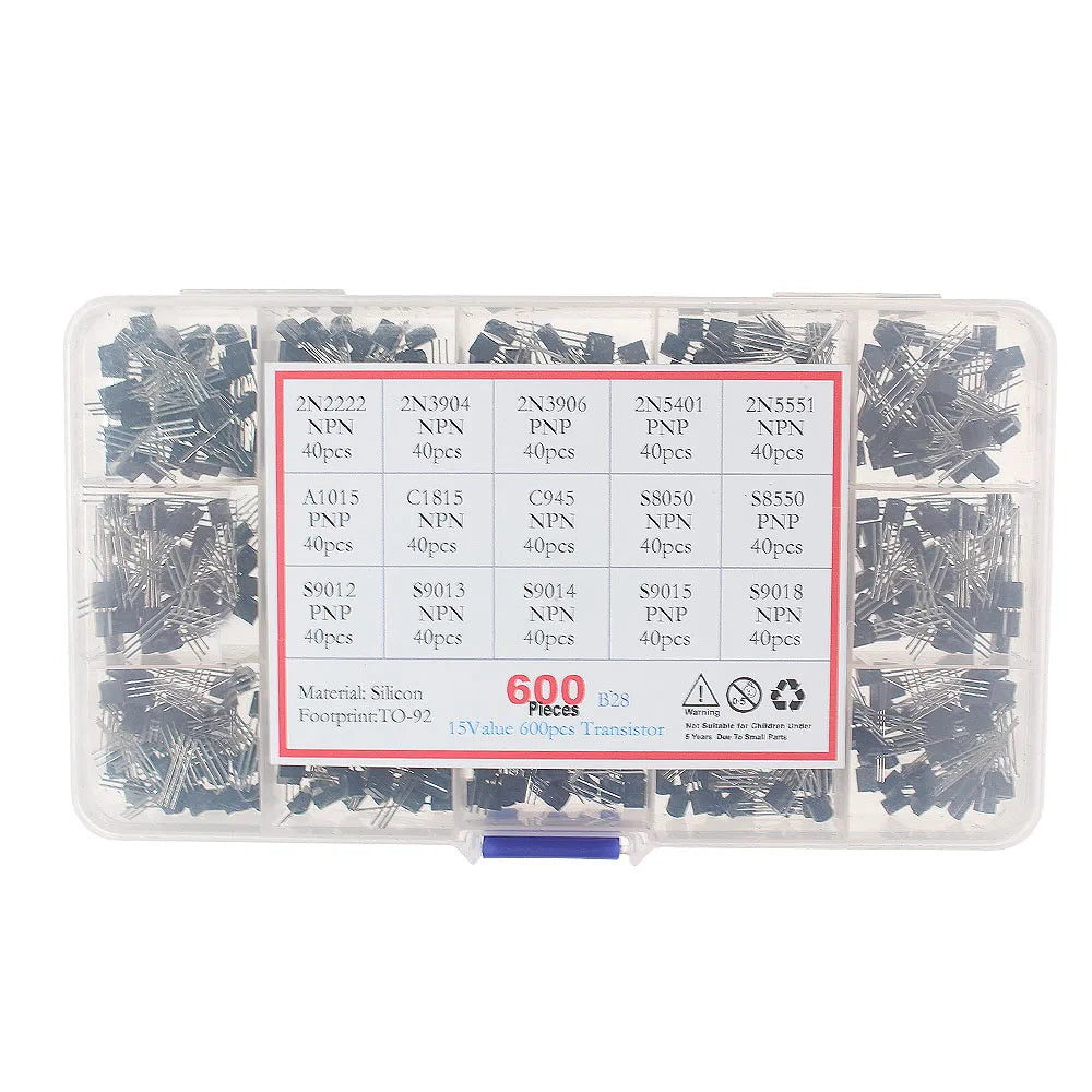 Kit de transistores de piezas, 50-900, NPN, PNP, S8050, S8550, S9012, 2N3904, 2N3906, C1815, A1015, MJE13001, BC327, BC337, BC517, BC547, BC548, BC549, BC558