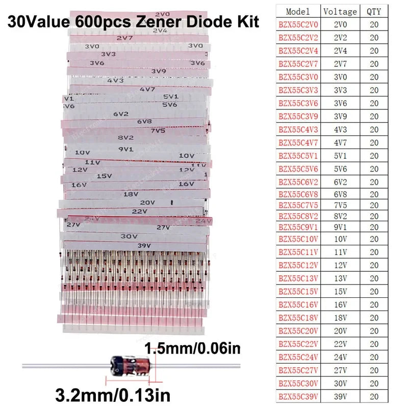Diodo Zener DIP SMD, diodos de conmutación rápida, Kit surtido de diodos Schottky, conjunto electrónico de mezcla DIY