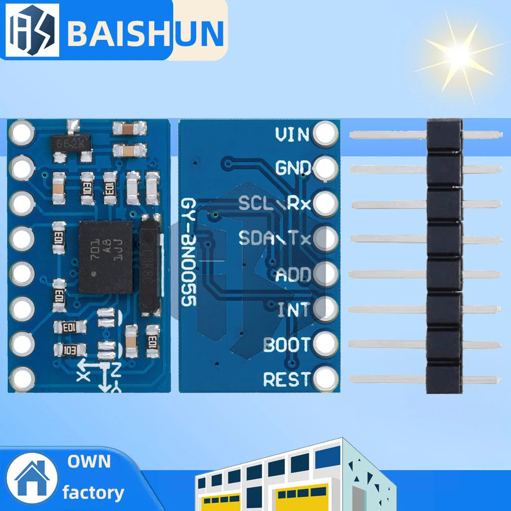 ‌ Módulo de sensor IMU GY-BNO055 9DOF: placa de conexión de orientación absoluta de 9 ejes con interfaz I2C para robótica/drones (giroscopio