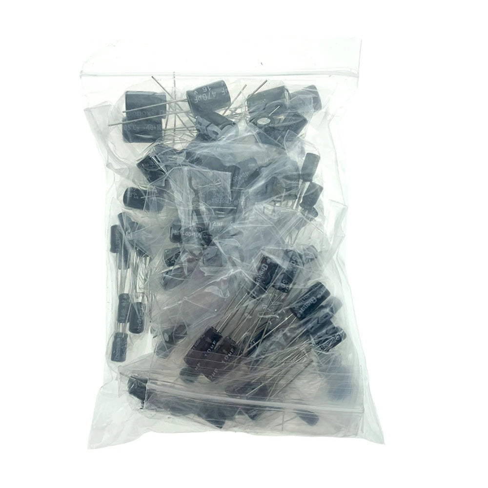 120/200/500 Uds 16V 25V 50V 0,1 uF - 1000 uF condensador electrolítico de aluminio caja surtida 1uF 4,7 uF 10uF 47uF 220uF 330uF 470uF