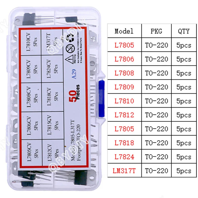 TO-92 TO-92L TO-126 TO-220 Serie Mosfet Triodo Tiristor PNP NPN Transistor Surtido Kit Caja