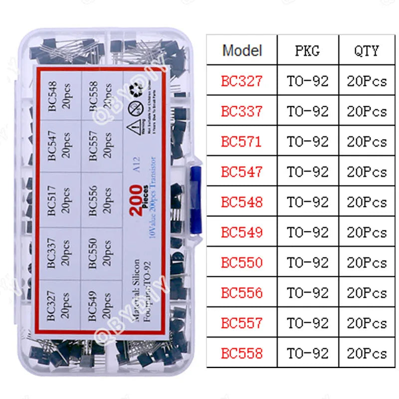 TO-92 TO-92L TO-126 TO-220 Serie Mosfet Triodo Tiristor PNP NPN Transistor Surtido Kit Caja