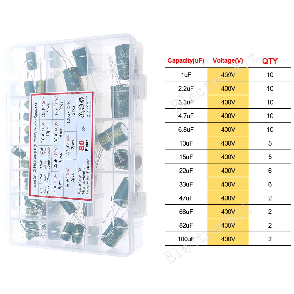 Juego surtido de condensadores electrolíticos de aluminio DIP SMD de 16V 25V 35V 50V 0,1uF a 2200uF