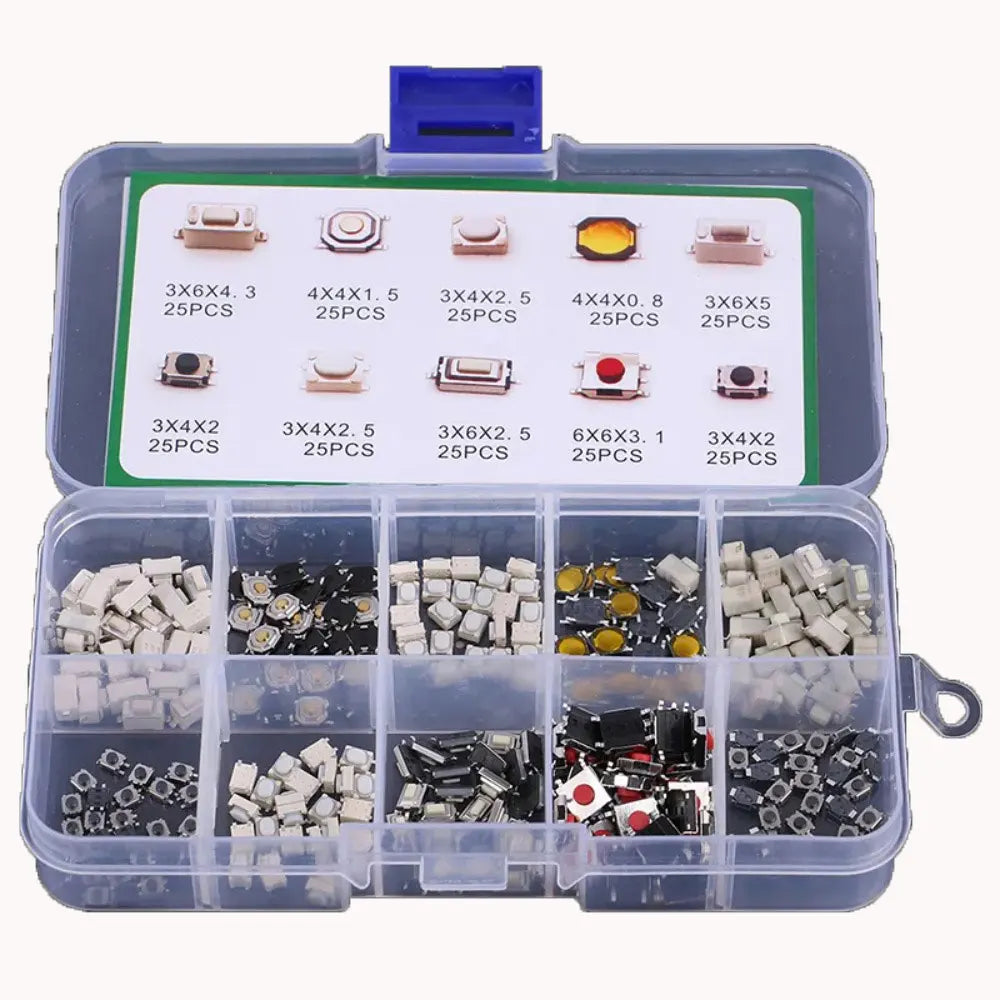 100/200/250 Uds 10 tipos duradero Control remoto de coche tableta Actile interruptor de botón llaves de coche botón táctil microinterruptor con caja