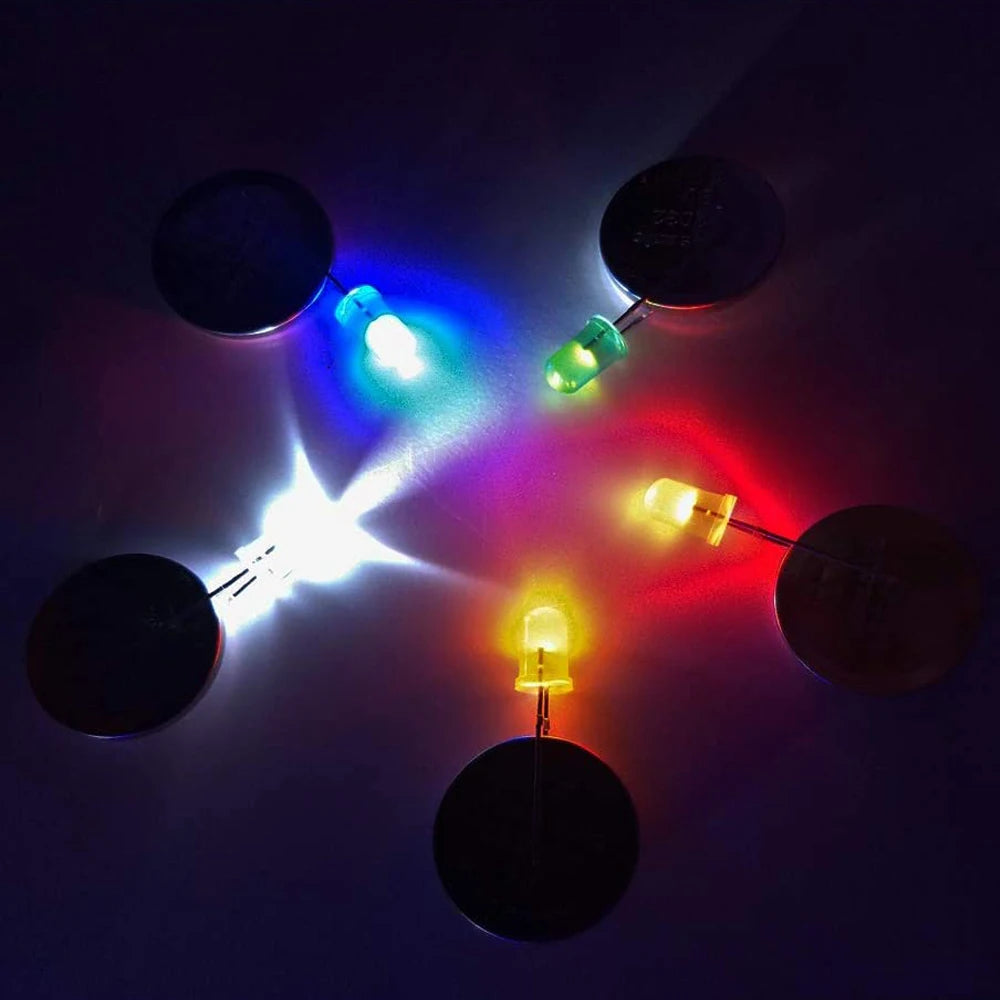 100 unids/lote 3mm 5mm F3 F5 LED redondo Ultra brillante blanco verde amarillo azul blanco rojo diodo emisor de luz para Kit Diy