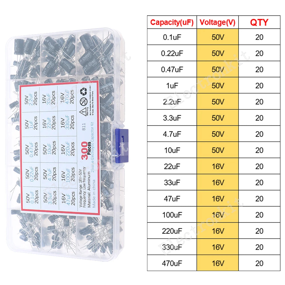 Juego surtido de condensadores electrolíticos de aluminio DIP SMD de 16V 25V 35V 50V 0,1uF a 2200uF