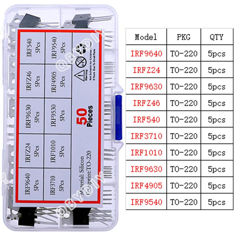 TO-92 TO-92L TO-126 TO-220 Serie Mosfet Triodo Tiristor PNP NPN Transistor Surtido Kit Caja